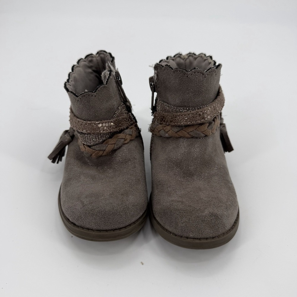 Crown Vintage Toddler Girl Size 7 Casual Ankle Boots Booties Brown Sparkle Zip
